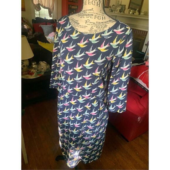Boden Penny Jersey Swallow Dress Navy Blue - Picture 8 of 8